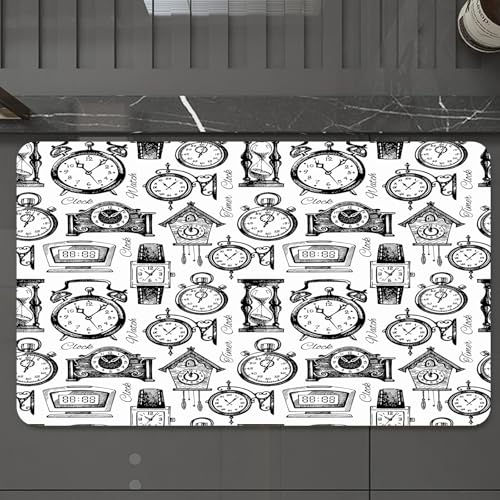 EMCLKS Badteppich rutschfeste,weicher Badezimmerteppich Badematte Badvorleger für Dusche,Badewanne und Toilette,Handgezeichnete Uhren und Uhren. Vintage handgezeichnete Skizze nahtloses Mus,60x90 cm EMCLKS Badteppich rutschfeste,weicher Badezimmerteppich Badematte Badvorleger für Dusche,Badewanne und Toilette,Handgezeichnete Uhren und Uhren. Vintage handgezeichnete Skizze nahtloses Mus,60x90 cm von EMCLKS