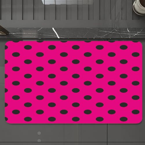 EMCLKS Badteppich rutschfeste,weicher Badezimmerteppich Badematte Badvorleger für Dusche,Badewanne und Toilette,Hot Pink, Pop Art inspiriertes Design Retro-Muster aus schwarzen Tupfen klass,60x90 cm EMCLKS Badteppich rutschfeste,weicher Badezimmerteppich Badematte Badvorleger für Dusche,Badewanne und Toilette,Hot Pink, Pop Art inspiriertes Design Retro-Muster aus schwarzen Tupfen klass,60x90 cm von EMCLKS