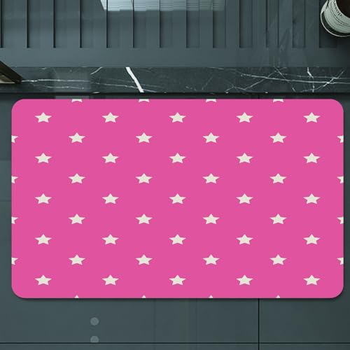 EMCLKS Badteppich rutschfeste,weicher Badezimmerteppich Badematte Badvorleger für Dusche,Badewanne und Toilette,Kunst, wiederholtes Designbild Einer Reihe weißer Sterne auf rosa Hintergrund,60x90 cm EMCLKS Badteppich rutschfeste,weicher Badezimmerteppich Badematte Badvorleger für Dusche,Badewanne und Toilette,Kunst, wiederholtes Designbild Einer Reihe weißer Sterne auf rosa Hintergrund,60x90 cm von EMCLKS