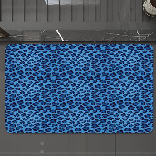 EMCLKS Badteppich rutschfeste,weicher Badezimmerteppich Badematte Badvorleger für Dusche,Badewanne und Toilette,Leopard Nahtlose Muster blau Sommer-Design,60x90 cm von EMCLKS