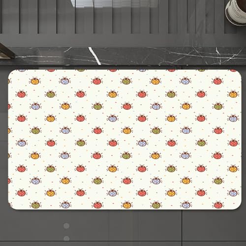 EMCLKS Badteppich rutschfeste,weicher Badezimmerteppich Badematte Badvorleger für Dusche,Badewanne und Toilette,Marien-Muster, eine Reihe von bunten Marienn, auf Hintergrund mit bunten Tupf,60x90 cm EMCLKS Badteppich rutschfeste,weicher Badezimmerteppich Badematte Badvorleger für Dusche,Badewanne und Toilette,Marien-Muster, eine Reihe von bunten Marienn, auf Hintergrund mit bunten Tupf,60x90 cm von EMCLKS
