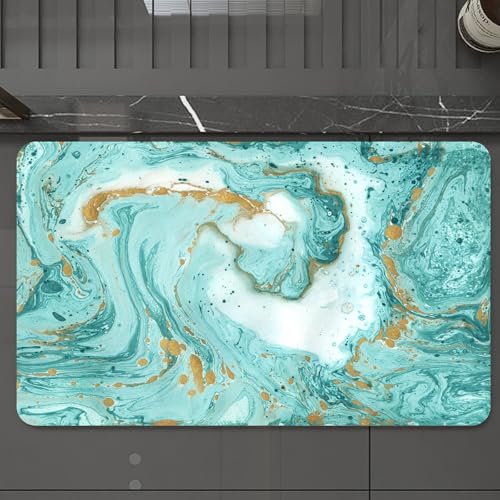EMCLKS Badteppich rutschfeste,weicher Badezimmerteppich Badematte Badvorleger für Dusche,Badewanne und Toilette,Marmor in Türkis und Gold auf weißem Papier,60x90 cm EMCLKS Badteppich rutschfeste,weicher Badezimmerteppich Badematte Badvorleger für Dusche,Badewanne und Toilette,Marmor in Türkis und Gold auf weißem Papier,60x90 cm von EMCLKS