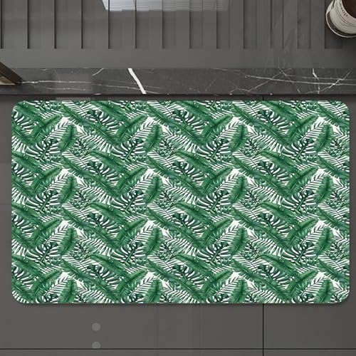 EMCLKS Badteppich rutschfeste,weicher Badezimmerteppich Badematte Badvorleger für Dusche,Badewanne und Toilette,Monstera Tropische Blätter nahtloses Muster,60x90 cm von EMCLKS