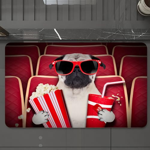 EMCLKS Badteppich rutschfeste,weicher Badezimmerteppich Badematte Badvorleger für Dusche,Badewanne und Toilette,Mops, lustiger Hund beim Filmschauen, Popcorn, Softdrink und Gläser, Tierfoto,60x90 cm EMCLKS Badteppich rutschfeste,weicher Badezimmerteppich Badematte Badvorleger für Dusche,Badewanne und Toilette,Mops, lustiger Hund beim Filmschauen, Popcorn, Softdrink und Gläser, Tierfoto,60x90 cm von EMCLKS