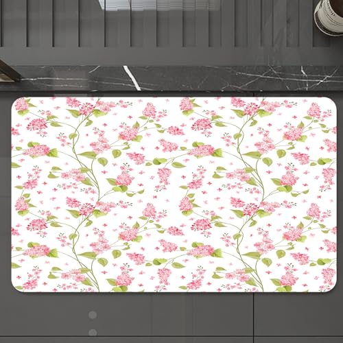 EMCLKS Badteppich rutschfeste,weicher Badezimmerteppich Badematte Badvorleger für Dusche,Badewanne und Toilette,Nahtlose Aquarell Blumen abstrakt bunt Tapete,60x90 cm von EMCLKS