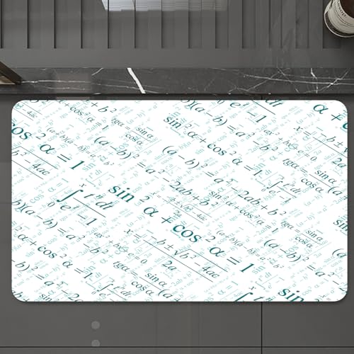 EMCLKS Badteppich rutschfeste,weicher Badezimmerteppich Badematte Badvorleger für Dusche,Badewanne und Toilette,Nahtlose Tapete Mathematik auf weiß,60x90 cm von EMCLKS