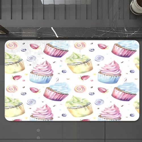 EMCLKS Badteppich rutschfeste,weicher Badezimmerteppich Badematte Badvorleger für Dusche,Badewanne und Toilette,Nahtloses Muster mit Aquarell-Cupcakes auf blauem Hintergrund. Handgezeichnet,60x90 cm EMCLKS Badteppich rutschfeste,weicher Badezimmerteppich Badematte Badvorleger für Dusche,Badewanne und Toilette,Nahtloses Muster mit Aquarell-Cupcakes auf blauem Hintergrund. Handgezeichnet,60x90 cm von EMCLKS