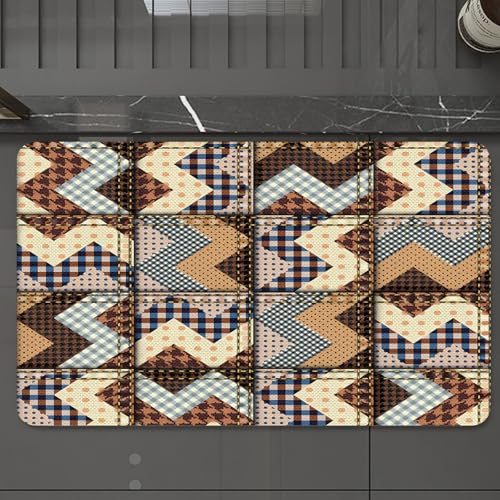 EMCLKS Badteppich rutschfeste,weicher Badezimmerteppich Badematte Badvorleger für Dusche,Badewanne und Toilette,Nahtloses Retro-Muster im Vektor-Damast-Hintergrund mit Diamantgeometrie, Kre,60x90 cm EMCLKS Badteppich rutschfeste,weicher Badezimmerteppich Badematte Badvorleger für Dusche,Badewanne und Toilette,Nahtloses Retro-Muster im Vektor-Damast-Hintergrund mit Diamantgeometrie, Kre,60x90 cm von EMCLKS