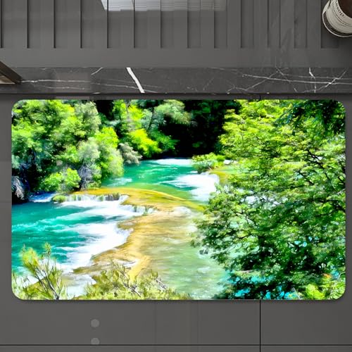 EMCLKS Badteppich rutschfeste,weicher Badezimmerteppich Badematte Badvorleger für Dusche,Badewanne und Toilette,Natur, Exquisiter Dschungel mit Wasserfall, Magischer Waldsee, Traumbild,60x90 cm EMCLKS Badteppich rutschfeste,weicher Badezimmerteppich Badematte Badvorleger für Dusche,Badewanne und Toilette,Natur, Exquisiter Dschungel mit Wasserfall, Magischer Waldsee, Traumbild,60x90 cm von EMCLKS