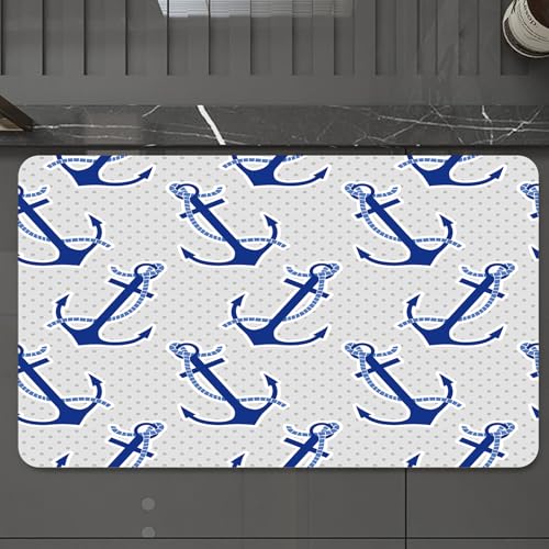 EMCLKS Badteppich rutschfeste,weicher Badezimmerteppich Badematte Badvorleger für Dusche,Badewanne und Toilette,Nautisches Ankermuster, Sich wiederholendes Design aus blauen Ankern und Seil,60x90 cm EMCLKS Badteppich rutschfeste,weicher Badezimmerteppich Badematte Badvorleger für Dusche,Badewanne und Toilette,Nautisches Ankermuster, Sich wiederholendes Design aus blauen Ankern und Seil,60x90 cm von EMCLKS
