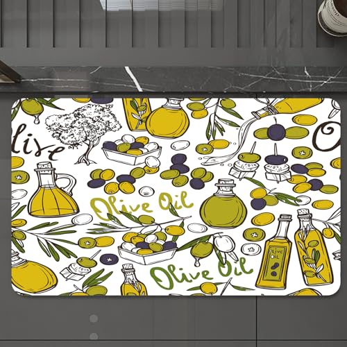 EMCLKS Badteppich rutschfeste,weicher Badezimmerteppich Badematte Badvorleger für Dusche,Badewanne und Toilette,Olive Nahtlose Muster mit Ölflaschen Bio-Lebensmittel und Pflanzenzweige Illu,60x90 cm EMCLKS Badteppich rutschfeste,weicher Badezimmerteppich Badematte Badvorleger für Dusche,Badewanne und Toilette,Olive Nahtlose Muster mit Ölflaschen Bio-Lebensmittel und Pflanzenzweige Illu,60x90 cm von EMCLKS