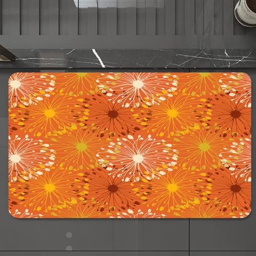 EMCLKS Badteppich rutschfeste,weicher Badezimmerteppich Badematte Badvorleger für Dusche,Badewanne und Toilette,Orange Grunge Radialmuster. Dekorative Blumenmuster Stock Vector -,60x90 cm von EMCLKS