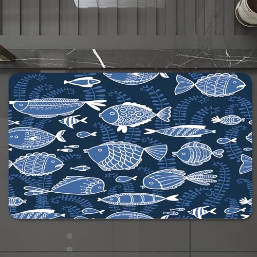 EMCLKS Badteppich rutschfeste,weicher Badezimmerteppich Badematte Badvorleger für Dusche,Badewanne und Toilette,Ozean, Sealife Marine Navy Bild mit tropischen Fischen Moos Blätter Art1,60x90 cm EMCLKS Badteppich rutschfeste,weicher Badezimmerteppich Badematte Badvorleger für Dusche,Badewanne und Toilette,Ozean, Sealife Marine Navy Bild mit tropischen Fischen Moos Blätter Art1,60x90 cm von EMCLKS