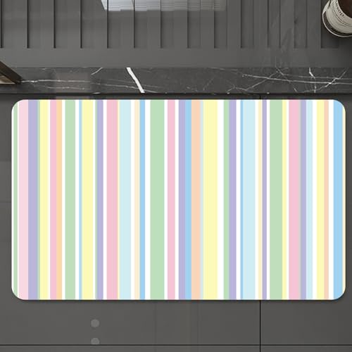 EMCLKS Badteppich rutschfeste,weicher Badezimmerteppich Badematte Badvorleger für Dusche,Badewanne und Toilette,Pastell, vertikale Streifen Muster gerade Linien, 60x90 cm EMCLKS Badteppich rutschfeste,weicher Badezimmerteppich Badematte Badvorleger für Dusche,Badewanne und Toilette,Pastell, vertikale Streifen Muster gerade Linien, 60x90 cm von EMCLKS