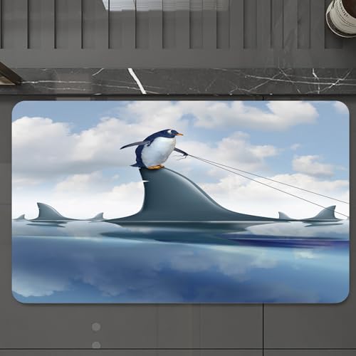 EMCLKS Badteppich rutschfeste,weicher Badezimmerteppich Badematte Badvorleger für Dusche,Badewanne und Toilette,Pinguin Steht auf Haifischflossen, Seile, Pinguine und Haifischflossen sind a,60x90 cm EMCLKS Badteppich rutschfeste,weicher Badezimmerteppich Badematte Badvorleger für Dusche,Badewanne und Toilette,Pinguin Steht auf Haifischflossen, Seile, Pinguine und Haifischflossen sind a,60x90 cm von EMCLKS