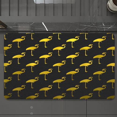 EMCLKS Badteppich rutschfeste,weicher Badezimmerteppich Badematte Badvorleger für Dusche,Badewanne und Toilette,Polka Gold und Schwarz Flamingo Muster Polk Dot Vogel Faux,60x90 cm EMCLKS Badteppich rutschfeste,weicher Badezimmerteppich Badematte Badvorleger für Dusche,Badewanne und Toilette,Polka Gold und Schwarz Flamingo Muster Polk Dot Vogel Faux,60x90 cm von EMCLKS