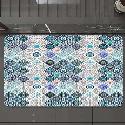 EMCLKS Badteppich rutschfeste,weicher Badezimmerteppich Badematte Badvorleger für Dusche,Badewanne und Toilette,Portugiesische historische gemischte Azulejo-Mosaikfliesen mit marokkanischen,60x90 cm EMCLKS Badteppich rutschfeste,weicher Badezimmerteppich Badematte Badvorleger für Dusche,Badewanne und Toilette,Portugiesische historische gemischte Azulejo-Mosaikfliesen mit marokkanischen,60x90 cm von EMCLKS