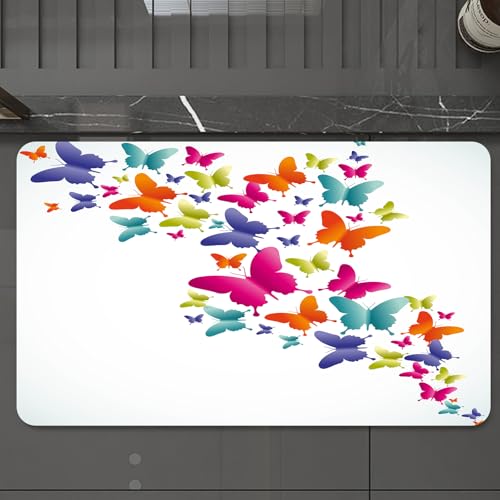 EMCLKS Badteppich rutschfeste,weicher Badezimmerteppich Badematte Badvorleger für Dusche,Badewanne und Toilette,Regenbogen, von der Natur inspirierte Schmetterlinge in verschiedenen Größen,60x90 cm EMCLKS Badteppich rutschfeste,weicher Badezimmerteppich Badematte Badvorleger für Dusche,Badewanne und Toilette,Regenbogen, von der Natur inspirierte Schmetterlinge in verschiedenen Größen,60x90 cm von EMCLKS