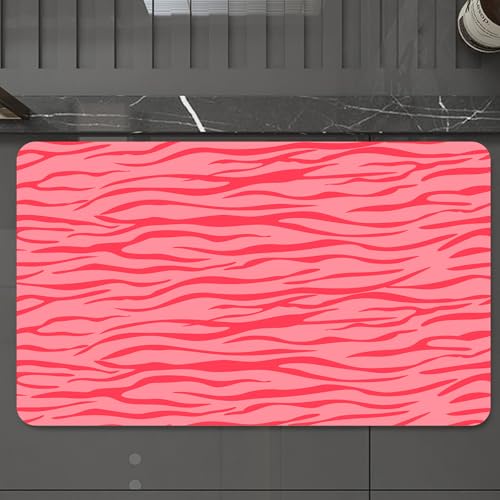 EMCLKS Badteppich rutschfeste,weicher Badezimmerteppich Badematte Badvorleger für Dusche,Badewanne und Toilette,Rosa Zebra, gewelltes Zebra, Tarnung, afrikanisches Savannensafari-Muster, Ko,60x90 cm von EMCLKS