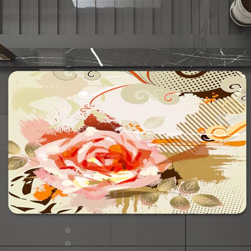 EMCLKS Badteppich rutschfeste,weicher Badezimmerteppich Badematte Badvorleger für Dusche,Badewanne und Toilette,Rose, abstrakte künstlerische Komposition mit großer Grunge-Rose und dekorati,60x90 cm EMCLKS Badteppich rutschfeste,weicher Badezimmerteppich Badematte Badvorleger für Dusche,Badewanne und Toilette,Rose, abstrakte künstlerische Komposition mit großer Grunge-Rose und dekorati,60x90 cm von EMCLKS