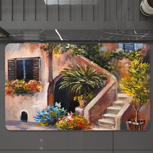 EMCLKS Badteppich rutschfeste,weicher Badezimmerteppich Badematte Badvorleger für Dusche,Badewanne und Toilette,Rustikal, Terrasse Blumen und Garten Griechenland mit rustikalen Fenster Ölge,60x90 cm EMCLKS Badteppich rutschfeste,weicher Badezimmerteppich Badematte Badvorleger für Dusche,Badewanne und Toilette,Rustikal, Terrasse Blumen und Garten Griechenland mit rustikalen Fenster Ölge,60x90 cm von EMCLKS