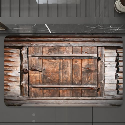 EMCLKS Badteppich rutschfeste,weicher Badezimmerteppich Badematte Badvorleger für Dusche,Badewanne und Toilette,Rustikale Chalet-Tür, eine alte Holztür mit Metallgurt und Schloss, sitzt auf,60x90 cm EMCLKS Badteppich rutschfeste,weicher Badezimmerteppich Badematte Badvorleger für Dusche,Badewanne und Toilette,Rustikale Chalet-Tür, eine alte Holztür mit Metallgurt und Schloss, sitzt auf,60x90 cm von EMCLKS