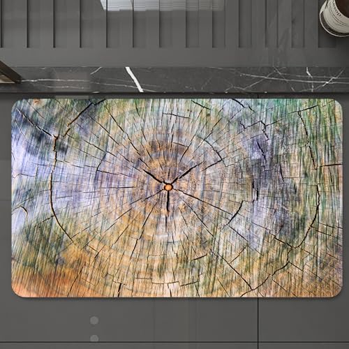 EMCLKS Badteppich rutschfeste,weicher Badezimmerteppich Badematte Badvorleger für Dusche,Badewanne und Toilette,Rustikale Jahresringe aus Holz Wuchs verschmutzt innerer Baumkörper Astwirbel,60x90 cm von EMCLKS