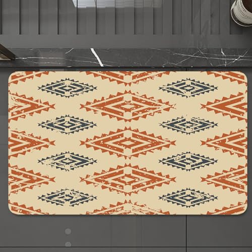 EMCLKS Badteppich rutschfeste,weicher Badezimmerteppich Badematte Badvorleger für Dusche,Badewanne und Toilette,Sambia, ethnisches und Stammes-Folk-Design mit aztekischen Effekten1,60x90 cm von EMCLKS