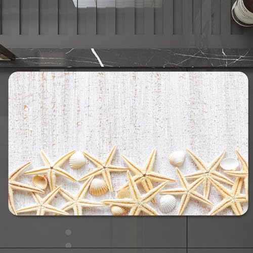 EMCLKS Badteppich rutschfeste,weicher Badezimmerteppich Badematte Badvorleger für Dusche,Badewanne und Toilette,Satz von Muscheln, Muscheln nach dem Vorbild von BO,60x90 cm von EMCLKS
