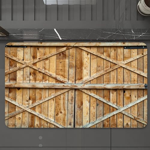 EMCLKS Badteppich rutschfeste,weicher Badezimmerteppich Badematte Badvorleger für Dusche,Badewanne und Toilette,Scheunentor aus Holz, stabile verwitterte Holztür mit X-förmiger Verkleidung,60x90 cm von EMCLKS