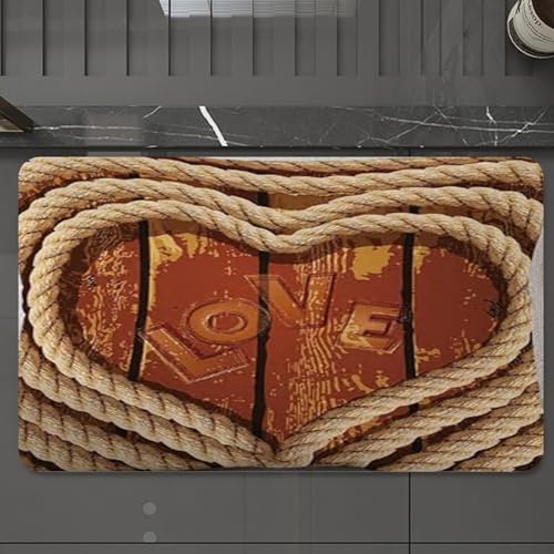 EMCLKS Badteppich rutschfeste,weicher Badezimmerteppich Badematte Badvorleger für Dusche,Badewanne und Toilette,Seil in Liebesherzform auf Holzhintergrund aufgewickelt,60x90 cm EMCLKS Badteppich rutschfeste,weicher Badezimmerteppich Badematte Badvorleger für Dusche,Badewanne und Toilette,Seil in Liebesherzform auf Holzhintergrund aufgewickelt,60x90 cm von EMCLKS