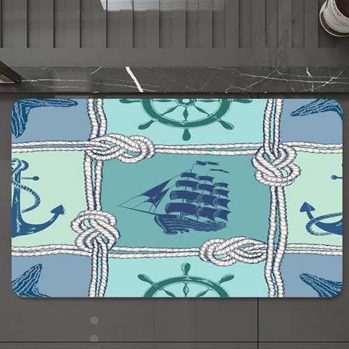 EMCLKS Badteppich rutschfeste,weicher Badezimmerteppich Badematte Badvorleger für Dusche,Badewanne und Toilette,Verwendung von Seilen, Booten und Meeressymbolen,Verflochtene Seile für Segel,60x90 cm EMCLKS Badteppich rutschfeste,weicher Badezimmerteppich Badematte Badvorleger für Dusche,Badewanne und Toilette,Verwendung von Seilen, Booten und Meeressymbolen,Verflochtene Seile für Segel,60x90 cm von EMCLKS