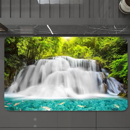 EMCLKS Badteppich rutschfeste,weicher Badezimmerteppich Badematte Badvorleger für Dusche,Badewanne und Toilette,Wasserfall, Nebelwolken Rollen über Wasserfall und Bäume, klarer Teich mit Fi,60x90 cm EMCLKS Badteppich rutschfeste,weicher Badezimmerteppich Badematte Badvorleger für Dusche,Badewanne und Toilette,Wasserfall, Nebelwolken Rollen über Wasserfall und Bäume, klarer Teich mit Fi,60x90 cm von EMCLKS