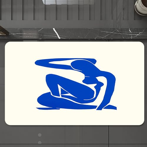 EMCLKS Badteppich rutschfeste,weicher Badezimmerteppich Badematte Badvorleger für Dusche,Badewanne und Toilette,Weibliche Körperstruktur. Matisse-Stil. Pastelltöne. Design für Tapeten, Wand,60x90 cm von EMCLKS