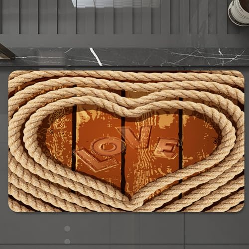 EMCLKS Badteppich rutschfeste,weicher Badezimmerteppich Badematte Badvorleger für Dusche,Badewanne und Toilette,Western, Herzfigur mit aufgerolltem Seil auf Holzbalken Liebesaufschrift Roma,60x90 cm EMCLKS Badteppich rutschfeste,weicher Badezimmerteppich Badematte Badvorleger für Dusche,Badewanne und Toilette,Western, Herzfigur mit aufgerolltem Seil auf Holzbalken Liebesaufschrift Roma,60x90 cm von EMCLKS