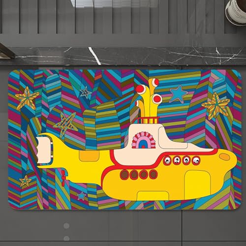 EMCLKS Badteppich rutschfeste,weicher Badezimmerteppich Badematte Badvorleger für Dusche,Badewanne und Toilette,Yellow Submarine, die Beatles-Rockband, Illustration,60x90 cm EMCLKS Badteppich rutschfeste,weicher Badezimmerteppich Badematte Badvorleger für Dusche,Badewanne und Toilette,Yellow Submarine, die Beatles-Rockband, Illustration,60x90 cm von EMCLKS