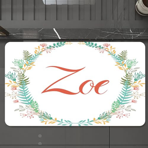 EMCLKS Badteppich rutschfeste,weicher Badezimmerteppich Badematte Badvorleger für Dusche,Badewanne und Toilette,Zoe, blühende Natur Design Laub Blätter Silhouette Baby Mädchen Namen Anordnu,60x90 cm EMCLKS Badteppich rutschfeste,weicher Badezimmerteppich Badematte Badvorleger für Dusche,Badewanne und Toilette,Zoe, blühende Natur Design Laub Blätter Silhouette Baby Mädchen Namen Anordnu,60x90 cm von EMCLKS