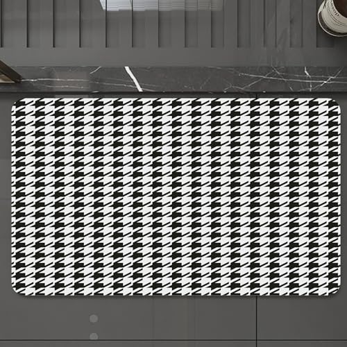 EMCLKS Badteppich rutschfeste,weicher Badezimmerteppich Badematte Badvorleger für Dusche,Badewanne und Toilette,mit Hahnentrittmuster-Ornament. Stoffhintergrund.,60x90 cm von EMCLKS