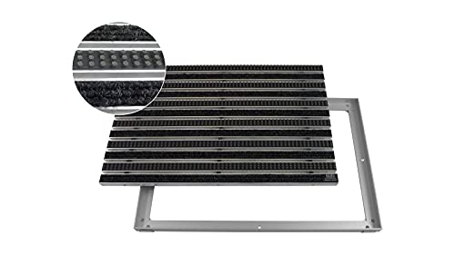 EMCO Eingangsmatte DIPLOMAT Rips anthrazit + Bürsten grau 22mm + ALU Rahmen Schmutzfangmatte Fußabtreter Antirutschmatte, Größe:600 x 400 mm von Emco
