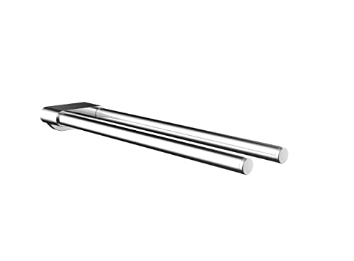 EMCO Flow Handtuchhalter zweiarmig zur Wandmontage, starre Handtuchstange aus Metall, hochwertiger Badetuchhalter für Handtücher, chrom von Emco