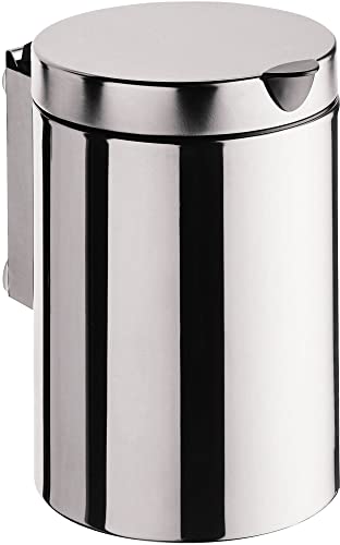 EMCO System2 Wandkosmetikeimer mit abnehmbarem Deckel zur Wandmontage, praktischer Abfallbehälter aus Edelstahl mit Innenbehälter, hochwertiger Mülleimer, poliert von Emco
