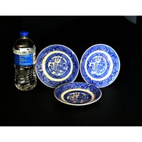 3 Blue Willow Laughlin Untertassen, Blue Untertassen, Homer Kleine Teller, Homer von EMClassyDesigns