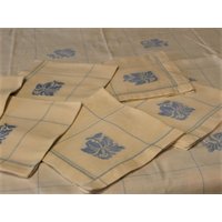 Leinen Vintage Blumen Tischdecke Und Servietten, Set Aus 6 Servietten Tischdecke, Blumen Tischdecke, Tischdecke Leinen Vintage Blumen Tischdecke Und Servietten, Set Aus 6 Servietten Tischdecke, Blumen Tischdecke, Tischdecke von EMClassyDesigns