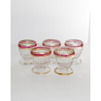 Roter Blitz-Eierbecher, Jeannette Glasbecher, Glas Gerippte Ripple Footed Becher, Rotgold Blitzglas, Blitz, Eierbecher von EMClassyDesigns