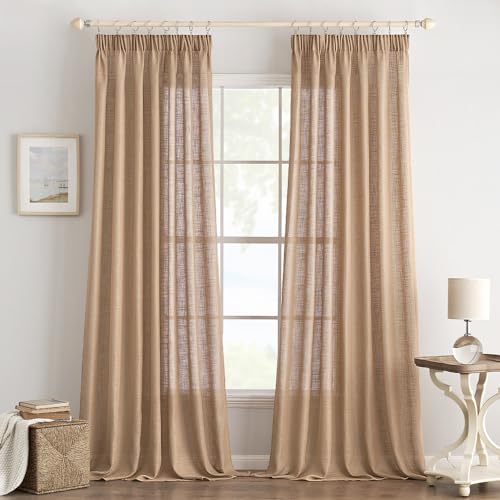 EMEMA Gardinen Vorhänge Leinenvorhang mit Kräuselband Voile Vorhang Leinenoptik Modern Halbtransparent für Wohnzimmer Dekoschal Küchengardinen Schlaufenschal Schlafzimmer Braun 140 x 280 cm EMEMA Gardinen Vorhänge Leinenvorhang mit Kräuselband Voile Vorhang Leinenoptik Modern Halbtransparent für Wohnzimmer Dekoschal Küchengardinen Schlaufenschal Schlafzimmer Braun 140 x 280 cm von EMEMA