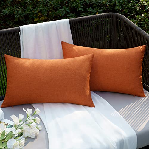 EMEMA Kissenbezug Herbst Outdoor Wasserdicht Sofakissen Wasserfest Dekokissen Kissenbezüge Dekorativ Kissen Kissenhülle aus Polyster für Garten Sofa Wohnzimmer Bett 2er Set 30x50 cm Orange von EMEMA