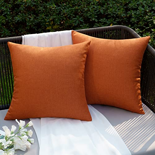 EMEMA Kissenbezug Herbst Outdoor Wasserdicht Sofakissen Wasserfest Dekokissen Kissenbezüge Dekorativ Kissen Kissenhülle aus Polyster für Garten Sofa Wohnzimmer Bett 2er Set 45x45 cm Orange von EMEMA