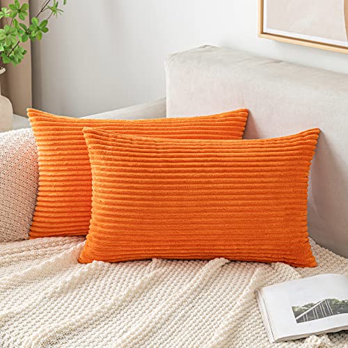 EMEMA Kissenbezug Herbst Kordsamt Zierkissenbezug Dekokissen Sofakissen 30x50 cm Kord Kissenhülle Dekorative Weiche Zierkissenbezüge Kissen für Sofa Sessel Zuhause Schlafzimmer Orange von EMEMA