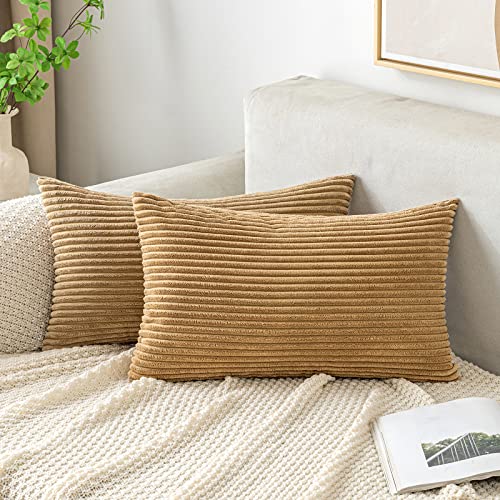 EMEMA Kissenbezug Kordsamt Zierkissenbezug Dekokissen Sofakissen 30x50 cm Kord Kissenhülle Dekorative Weiche Zierkissenbezüge Kissen für Sofa Sessel Zuhause Schlafzimmer Taupe von EMEMA