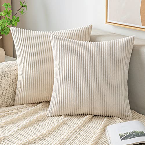 EMEMA Kissenbezug Kordsamt Zierkissenbezug Dekokissen Sofakissen 40x40 cm Kord Kissenhülle Dekorative Weiche Zierkissenbezüge Kissen für Sofa Sessel Zuhause Schlafzimmer Beige von EMEMA